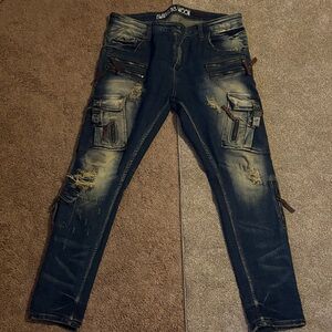 Men's Distressed Blue Jeans